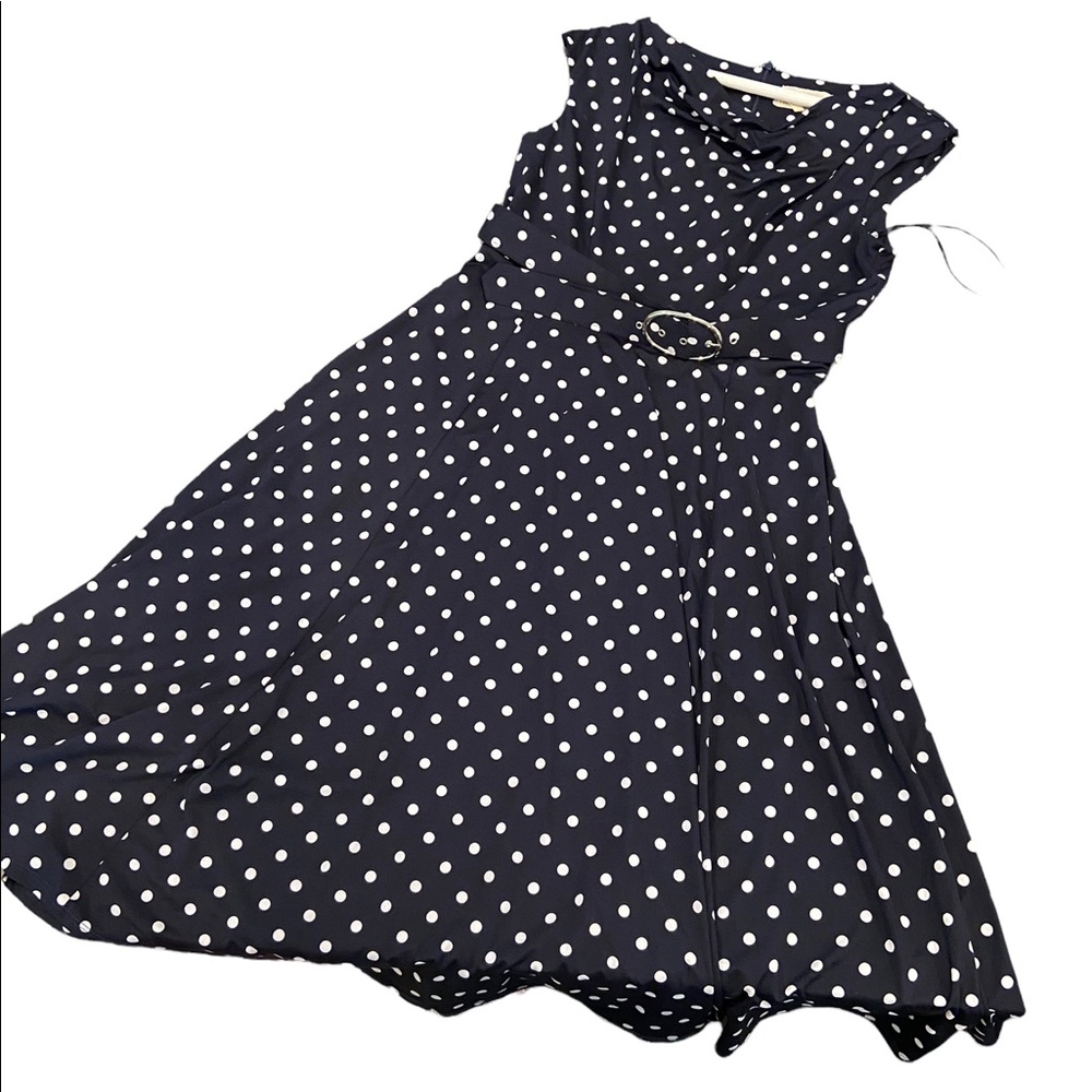 Phase Eight Polka Dot Belted Fit N Flare Midi Dress